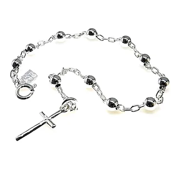 

Bracelet 925 Sterling silver m Rosary 18cm. Balls 4mm. Smooth charm cross 17mm. Closure reasa