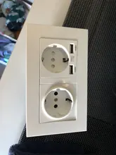 Delviz-Toma corriente con USB estándar para la UE, enchufe de pared con 2 salidas, panel de alimentación CA 110 ~ 250V, de calidad 16A, doble marco, 146x86mm