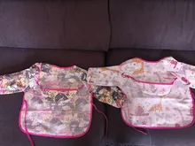 Baberos de Bandana para bebé, Baberos coloridos de dibujos animados, impermeables, para comer, dibujo de manga larga, delantal de autoalimentación para bebé