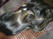 Pequeña LANA sintético Ombre negro marrón de oro con pelucas con reflejos largo ondulado resistente al calor de la parte media Cosplay pelucas para mujeres