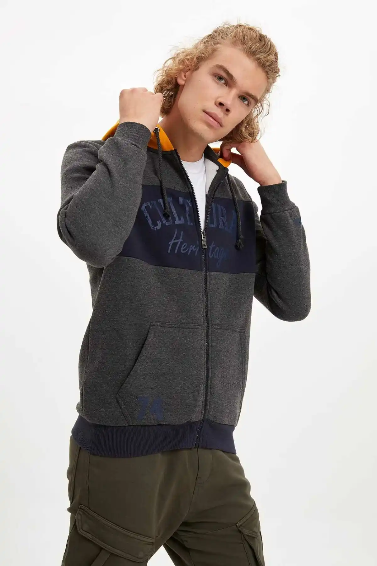 defacto autumn fashion man sport hooded cardigan male patchwork