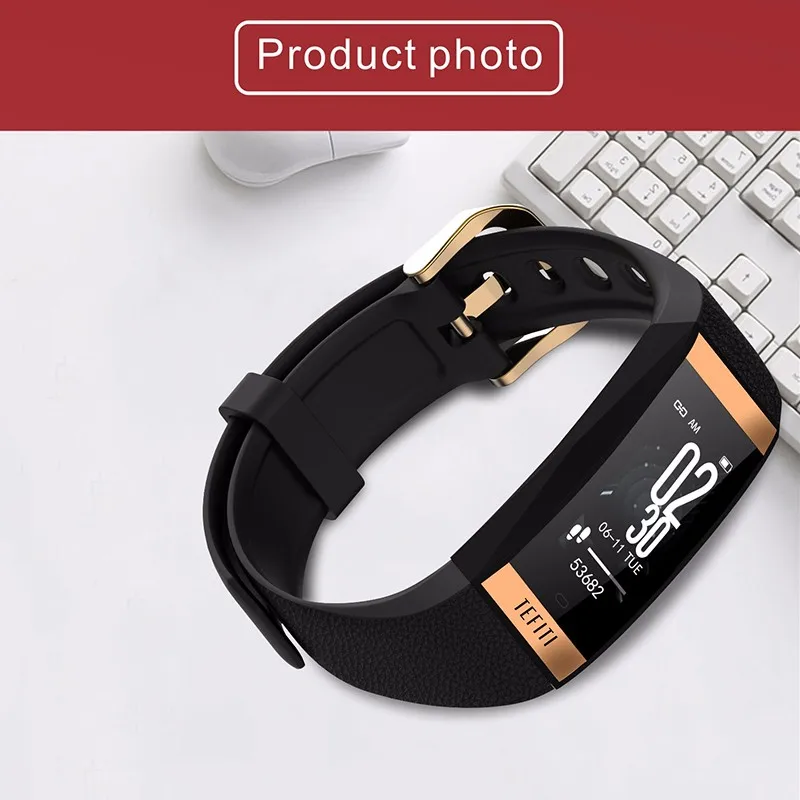 Смарт-браслет женский спортивный кожаный Smartband фитнес-трекер кровяное давление монитор сердечного ритма IP67 водонепроницаемые часы