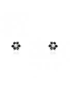 

Earrings Bebe or Girl White Gold Daisy 6 Petals Zirconia Black