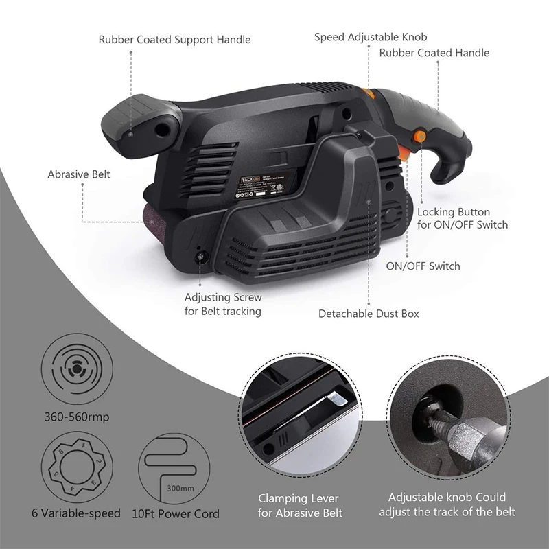 Tacklife ベルトサンダーpsfs1a,600w,可変速 