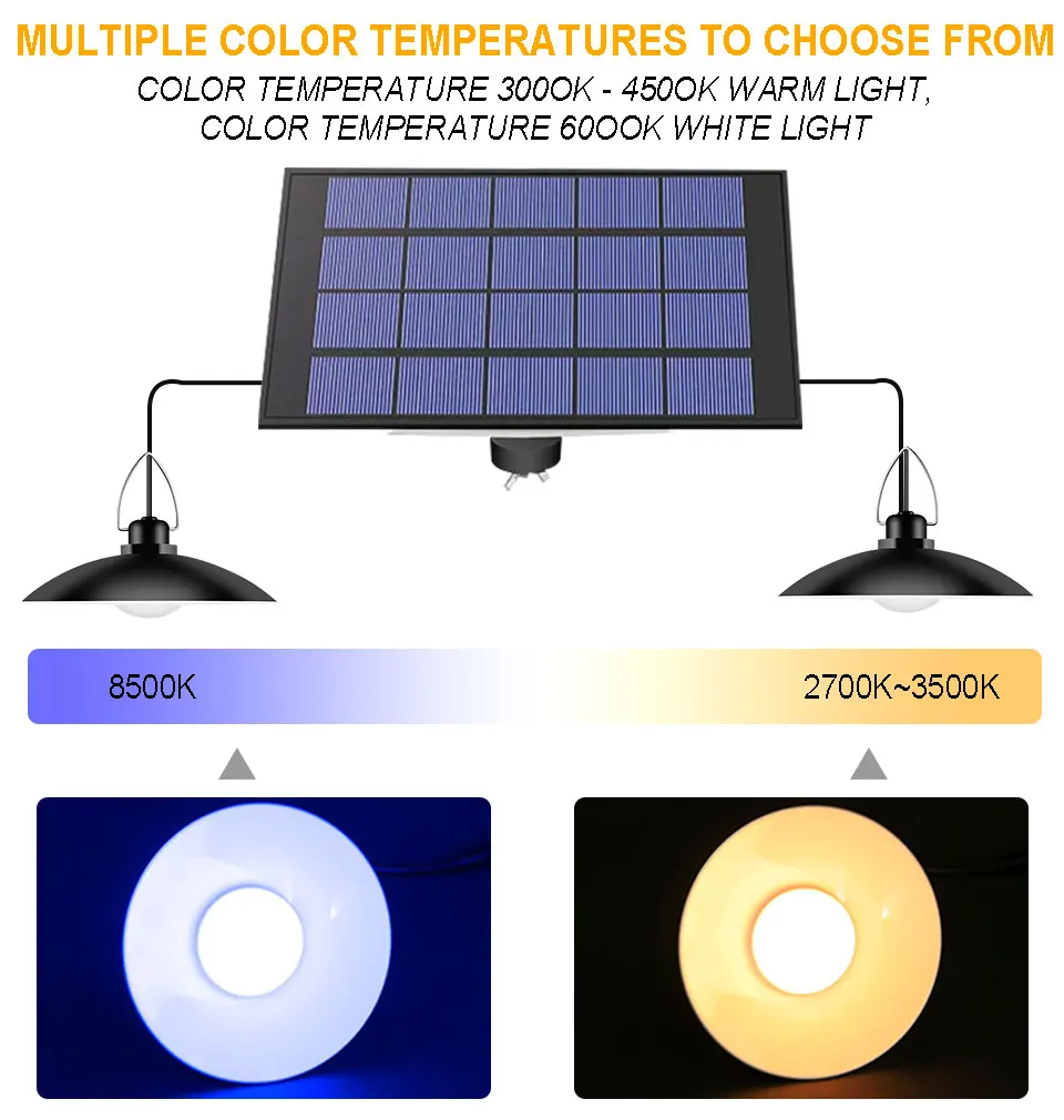 1/2/3/4 Head LED Solar Pendant Light Outdoor Indoor Solar Lamps with IP65 Waterproof Wall Lamp Suitable for Home Lighting led solar garden lights