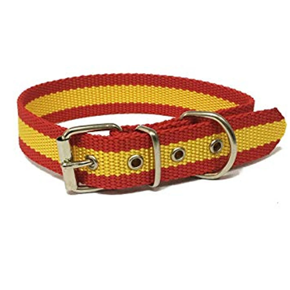 Collar de perro bandera de España | Collar de perro de nailon con refuerzo piel | Collar de nailon bandera de España|Collares| - AliExpress