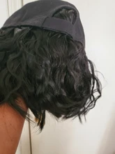 Peluca corta de pelo negro rizado para mujer, gorra de béisbol, fibra sintética resistente al calor, pelucas Bob