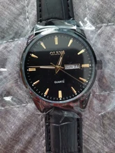 OLEVS-Reloj clásico de cuarzo para hombre, resistente al agua, correa de cuero, informal, Popular, de negocios