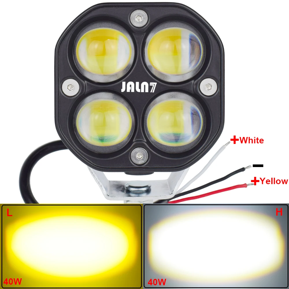 

LED Light MOTO Car Driving 40W Yellow White Motorcycle Truck Work Bulb Fog Lamp Double Color Jeep Offroad SUV 12V 24V