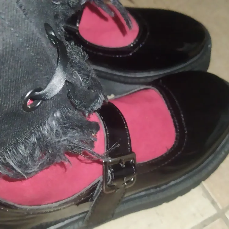 Academic Lolita Scarpe in pelle PU nera con punta arrotondata