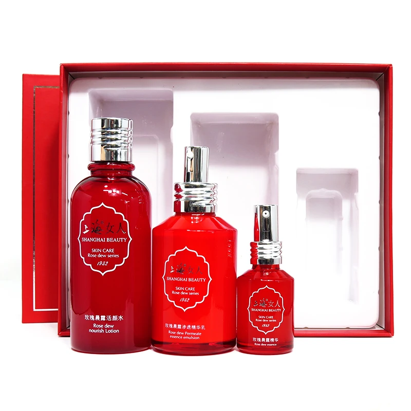 Shanghai Beauty Rose Dew Facial Essence Set Enhances Absorption Radiating Natural Youthful Vitality Penetrates And Hydrates new fashion patchwork knit pullovers men autumn winter o neck loose warm knitted sweater youthful vitality pullover sweaters man