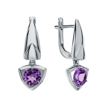 

Silver earrings with amethyst sunlight sample 925