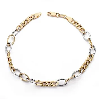 

18k gold bracelet bicolor hollow link [AA0128]