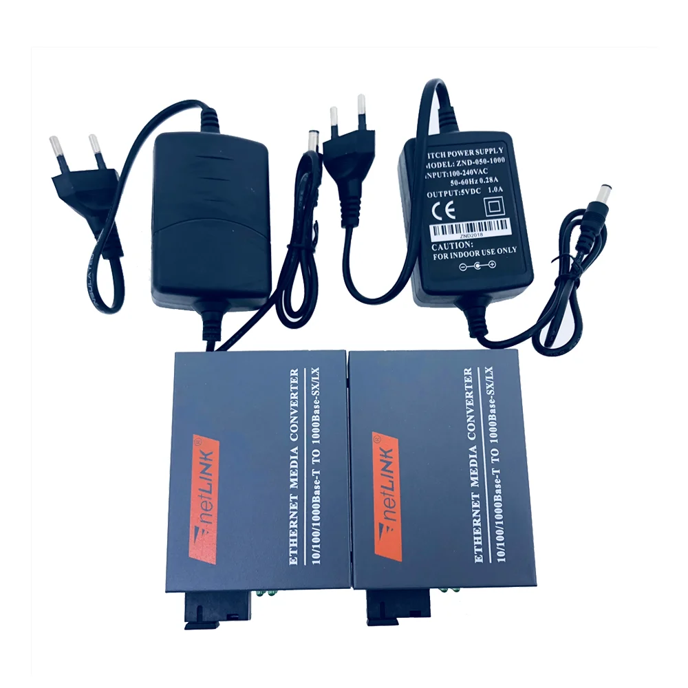 

1 Pair HTB-GS-03 A/B Gigabit Fiber Optical Media Converter 1000Mbps Single Mode Single SC Port 20KM External Power Supply