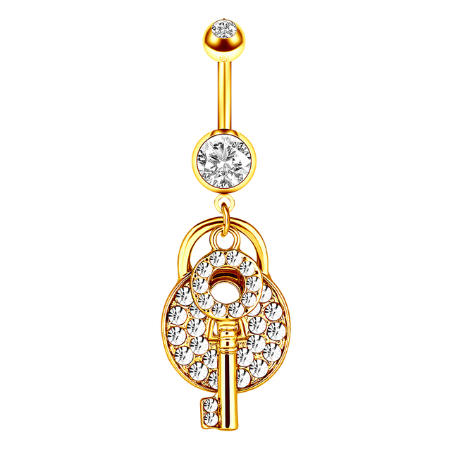 Gold Color Heart belly button ring 14G belly ring cute navel piercing bar sexy belly piercing dangle navel ring lot