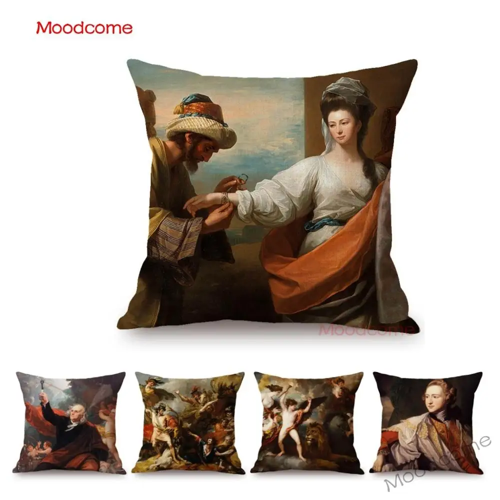 

US British Painter Neoclassic Artist Benjamin West Historical Scenes Famous Oil Painting Sofa Pillow Case Linen Cushion Cover