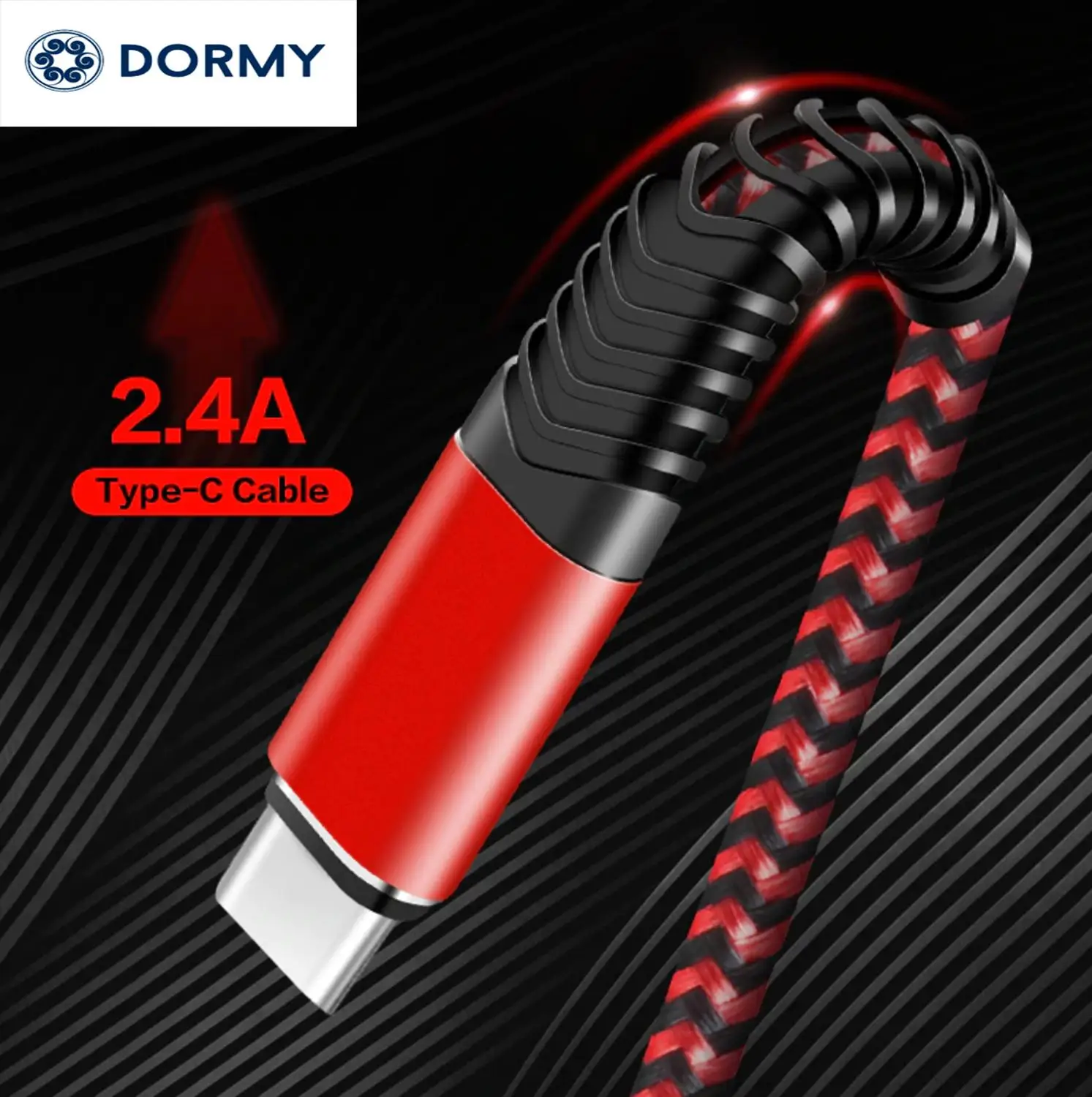 Нейлоновый кабель USB 2.4A для быстрой зарядки type-C, кабель для зарядки и синхронизации данных, кабель usb type C для samsung S9 huawei Honor Note 9