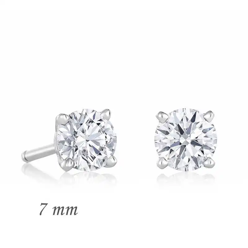 

Silver Round Solitaire Zircon Earrings-7mm.