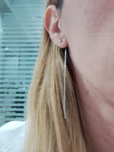 INZATT-Pendientes minimalistas de gota para mujer, de plata de ley 925, joyería fina, cuentas brillantes, cadena de metal larga, aretes de borla, regalo 2018