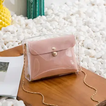 

2pcs Fashion Transparent Clean Chain Crossbody Clutch Shoulder Bags For Women 2018 Female Girls Mini Messenger Bag Sac A Main