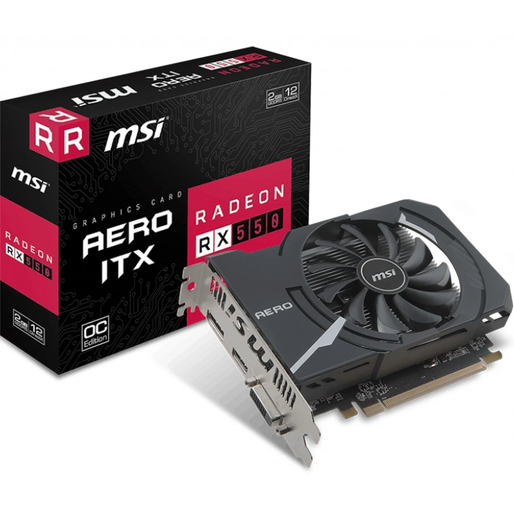 Видеокарта MSI Aero AMD Radeon RX 550 1203MHz 2048MB 6000MHz 128 bit RTL [RX AERO ITX 2G OC ]|Графические карты| |