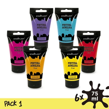

Starplast Acrylic Paint in tube, painting Bright, washable, 75 ml, for printed canvas painting, paper, ceramics, wood, etc.