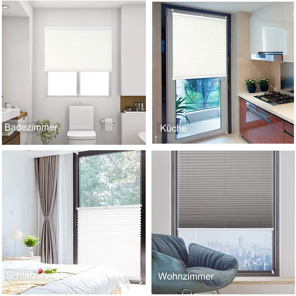 Tenda Plissé Klemmfix 60x70 Cm – Facile Da Montare Senza Fori, Oscurante E Protezione Privacy, Per Porte E Finestre, Colore Bianco