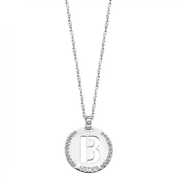 

Pendant in Silver letter B Lotus polished Silver with zircons LP1597-1/B