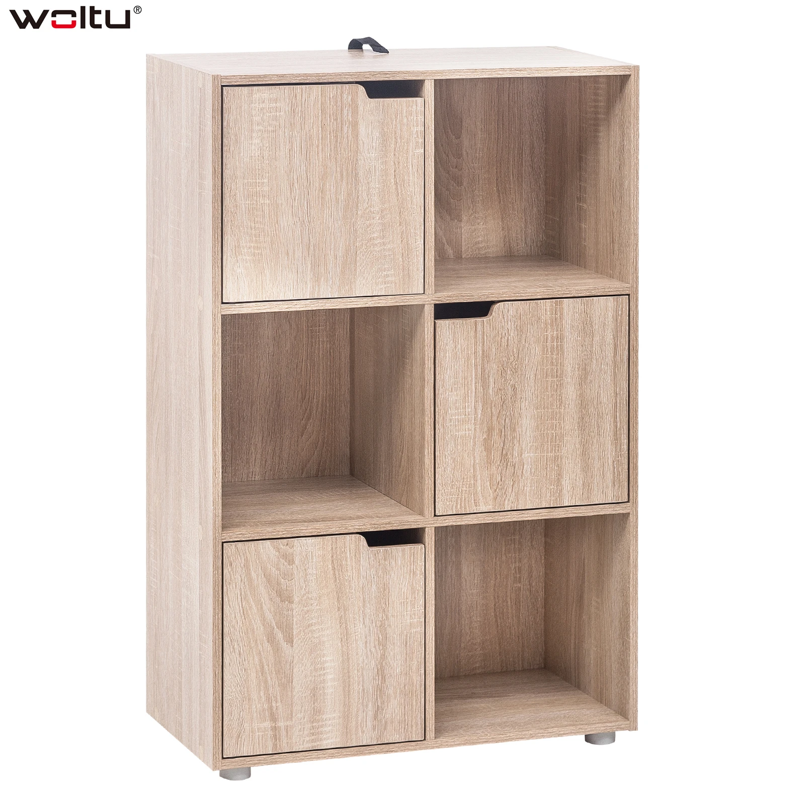 WOLTU Estantería de madera para libros, estantes de almacenamiento puertas, antipolvo, Ideal para y sala de estar, 1 unidad, 6 de libros| - AliExpress