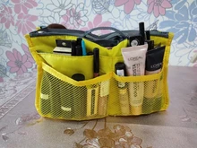 Organizador de viaje de nailon para mujer, bolso grande líneas, maquillaje, cosmético