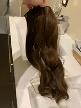 MANWEI-extensiones de cabello sintético para mujer, Clip largo y recto de una pieza, 5 Clips, pelo rubio falso, marrón y negro