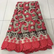 Африканский гипюр Французский тюль, кружевные материалы со стразами 5 ярдов для свадебного платья