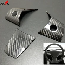 Carbon Fiber Interior Front Steering Wheel Button Switch Panel Frame Cover Trim Sticker Molding For Tesla Model 3