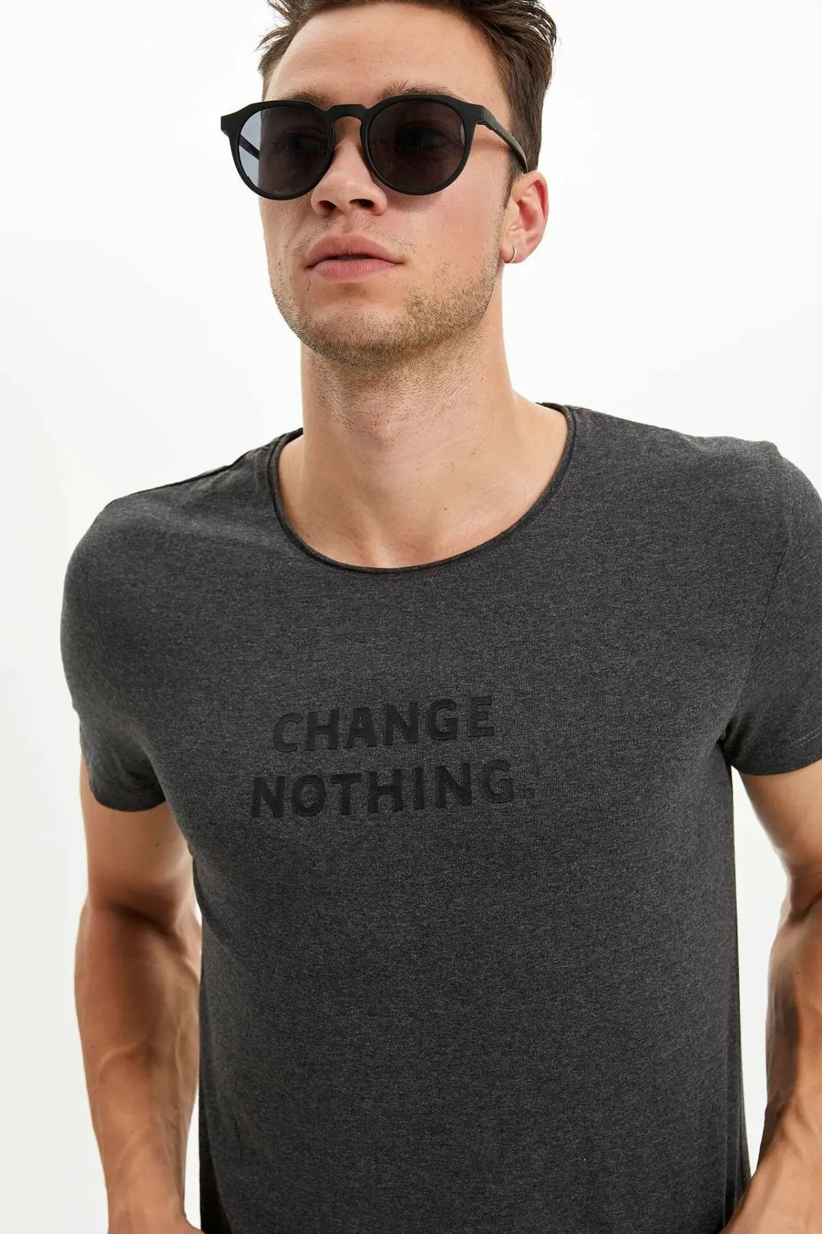 DeFacto Men's Fashion Solid Color Short Sleeve T-Shirt Soft Quality Cotton Fabric Slim Fit Men Tops Summer New M0488AZ19HS | Мужская