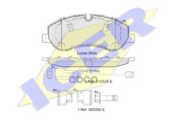 142119_колодки Дисковые Передние! Ford Transit 310-470 12 Icer 142119 Icer арт. 142119
