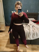 Gym Clothing Crop-Top Seamless-Leggings Yoga-Set Fitness Sportswear Sports-Suits Long-Sleeve