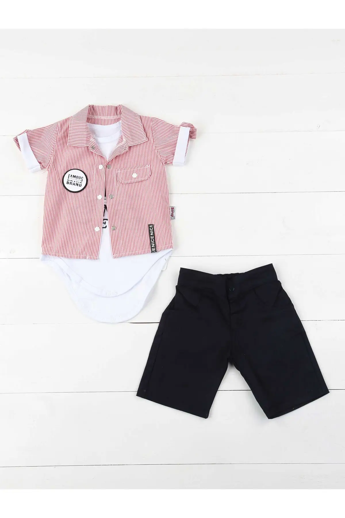 

Red Navy Blue Summer Male Baby PCs set Suit