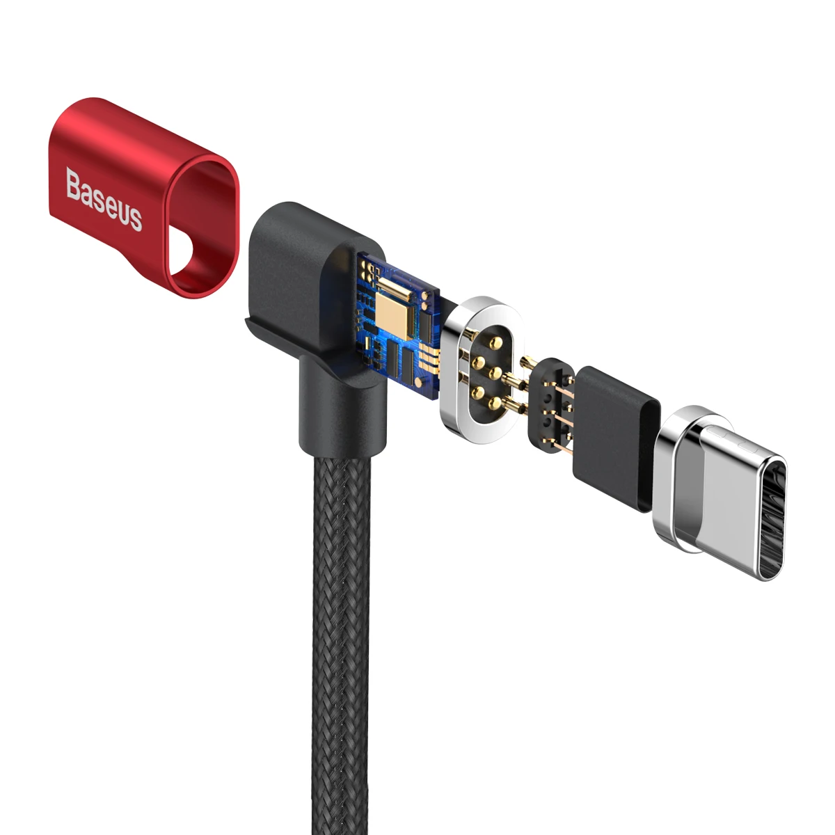 Магнитный кабель Baseus Magnet Type-C cable(Side insert) For Type-C 1.5M Крсный с черным