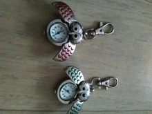 Búho reloj de bolsillo bonito llavero de dibujos animados reloj de bolsillo moda hermosa búho reloj Clip de llavero de bolsillo explosión en gros часы 03 *