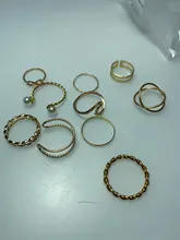 Conjunto de anillos de perlas de Color dorado y plateado bohemio para mujer, sortija abierta con giro geométrico, anillo abierto, joyería con abalorio