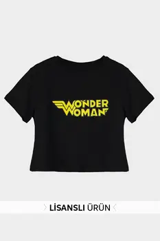 

Trendyol Wonder Woman Licensed Printed Crop Knitted T-Shirt TWOSS20TS0400