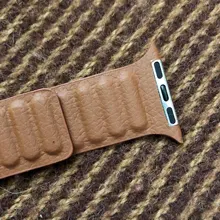 Correa de enlace de cuero para Apple watch, banda de 44mm, 40mm, 38mm, 42mm, pulsera de bucle magnético original, iWatch seires 3, 5, 4, 6 SE