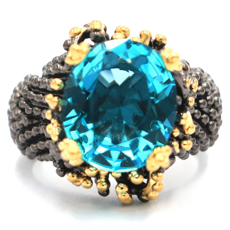 

Elegant Pink Raspberry Rhodolite Garnet, CZ Ladies Wedding Gift 925 Gold Silver Ring 9# 19x17mm