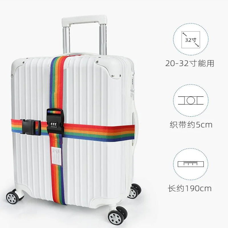 Luggage Strap Luggage Strap Cross Belt Packing Adjustable Travel Suitcase Password Lock Buckle Strap