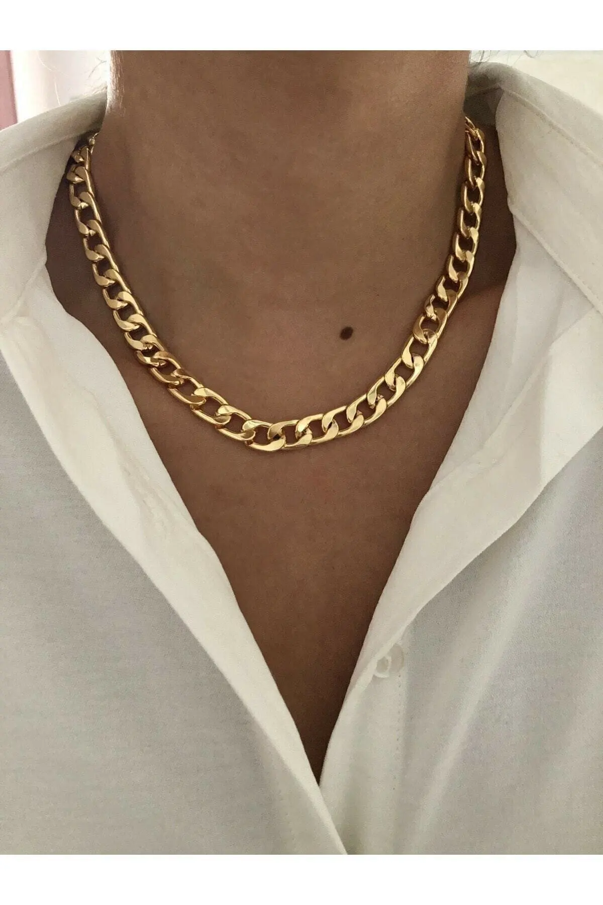 Gold Color Thick Chain Necklace Chain Choker Necklace For Women Gold Color Chain Necklace Jewelry Fashion Big Necklace for Women