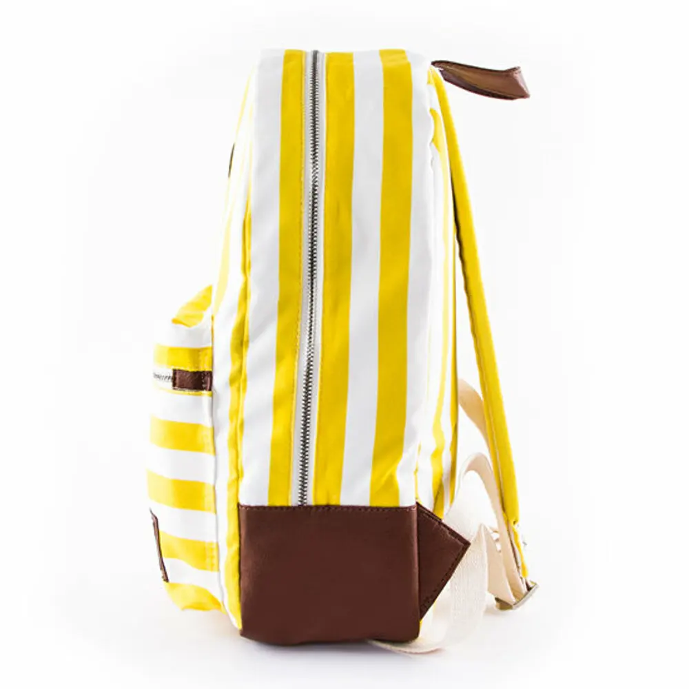 

Biggdesign Yellow Striped Backpack, Adjustable Strap Lightweight Duffel Bag, Zippered Front Pocket, 41cm