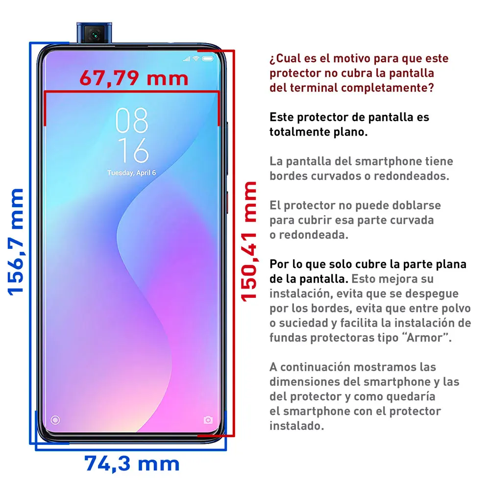 OcioDual плоское закаленное стекло 2.5D 9H Защитная крышка для экрана для Xiaomi Mi 9T 0,3 Clear