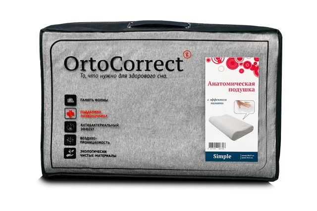 Анатомическая подушка OrtoCorrect Simple M размер 58 см х 37 см|Подушка| |