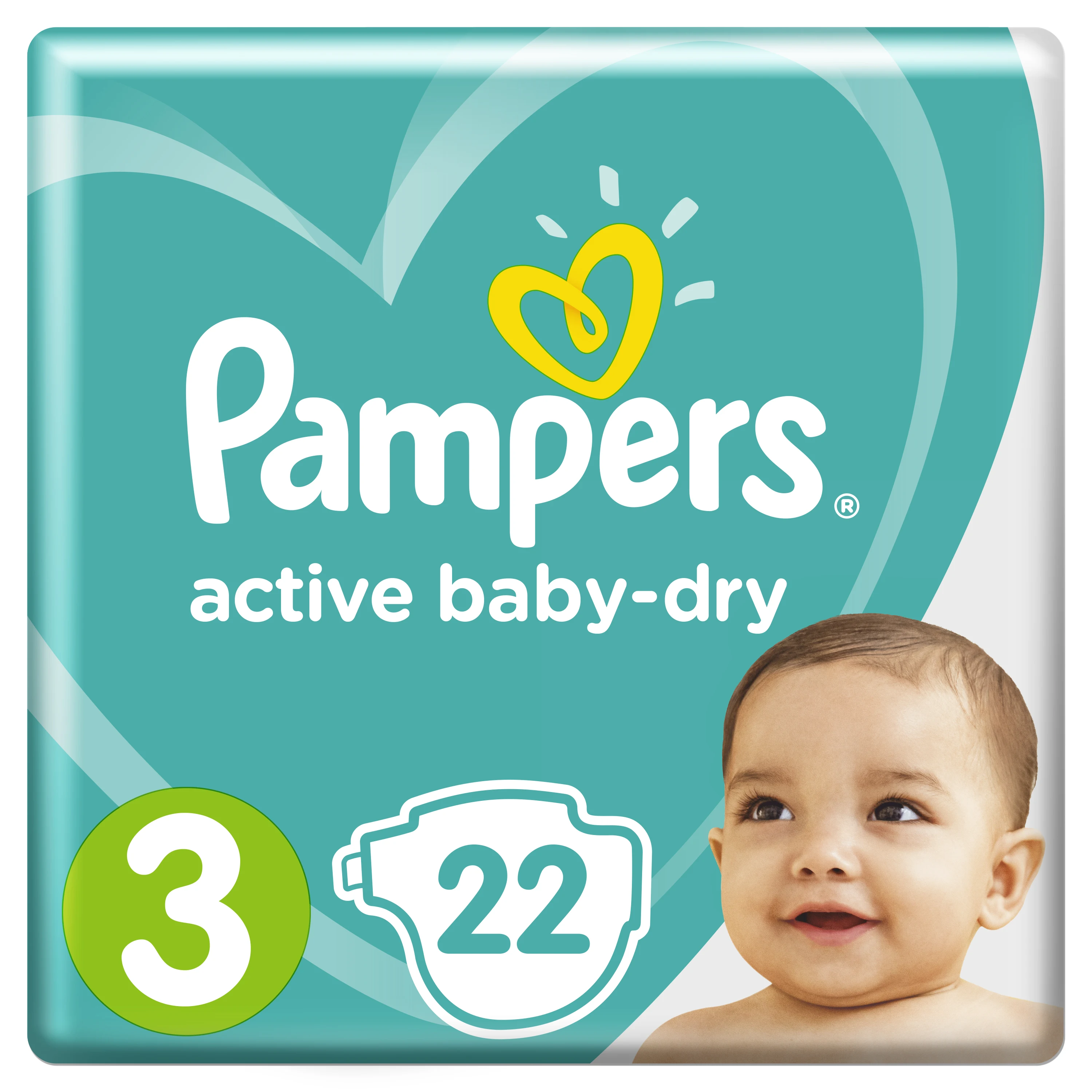 Подгузники Pampers Active Baby-Dry 6–10 кг, размер 3, 22шт