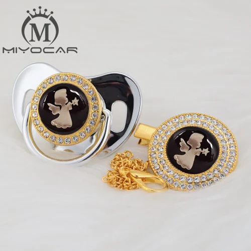 MIYOCAR цвета: золотистый, серебристый Ангел Красивая Серебряный bling соски-Пустышки и соски-пустышки клип BPA бесплатно манекен шику уникальный дизайн кляп-8/9 - Цвет: GAG-9  0-6m
